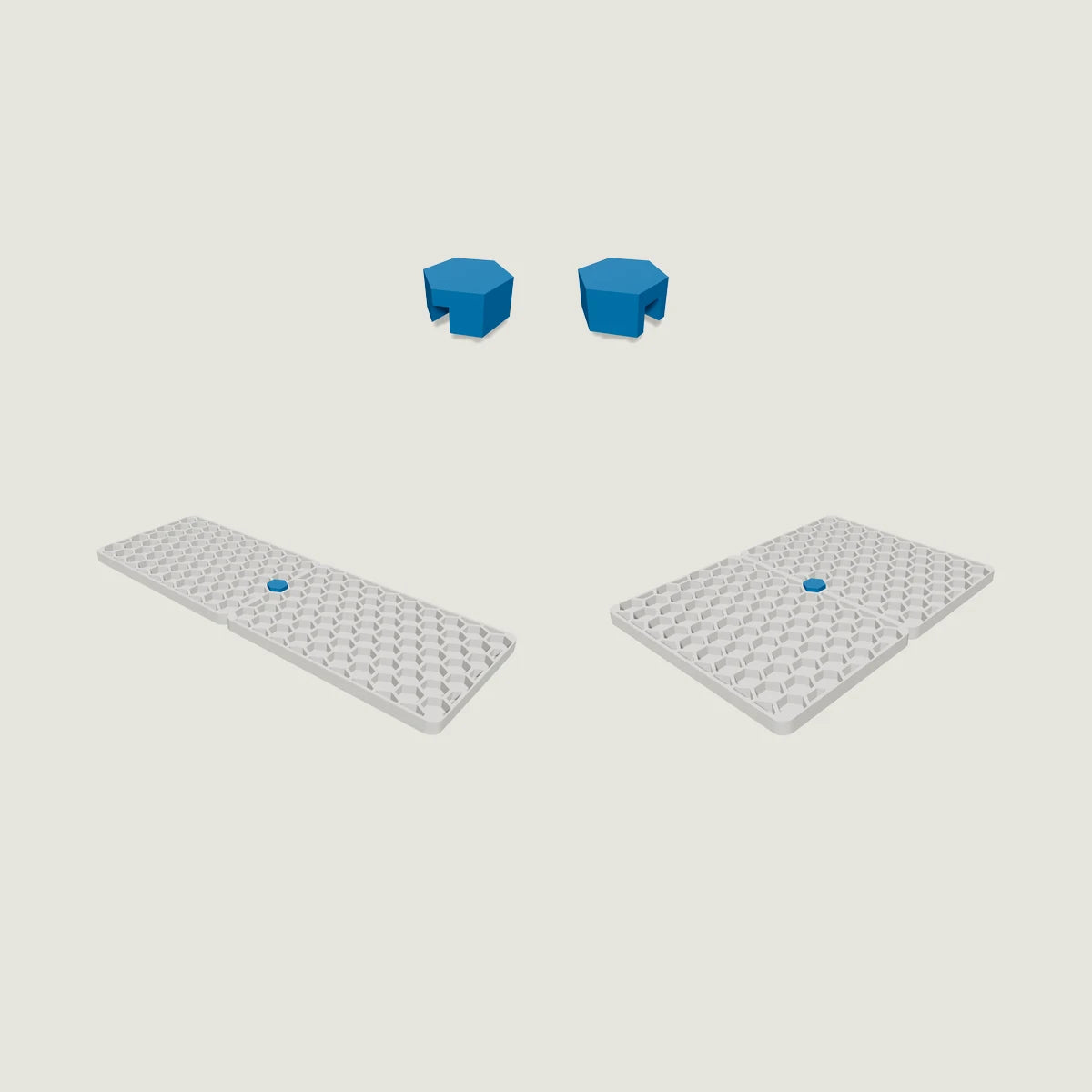 Aloha Stackables link (1×), shown as horizontal and vertical versions, small parts that join two base plates