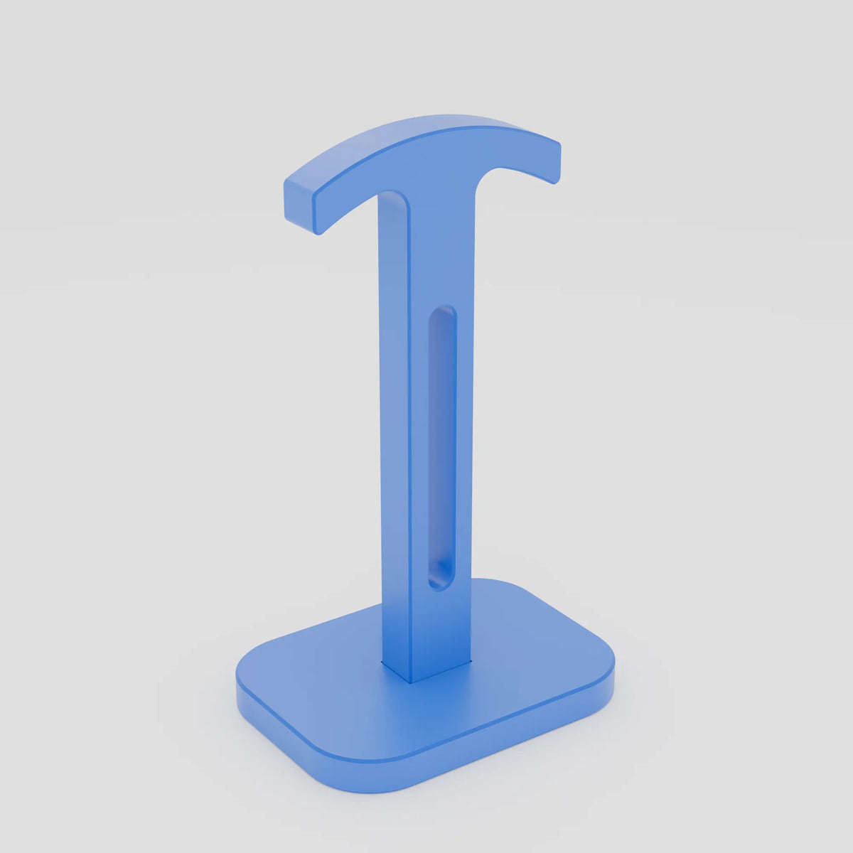 Blue 3D-printed headphone stand