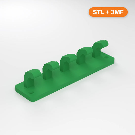 Five-hook wall hanger STL in green