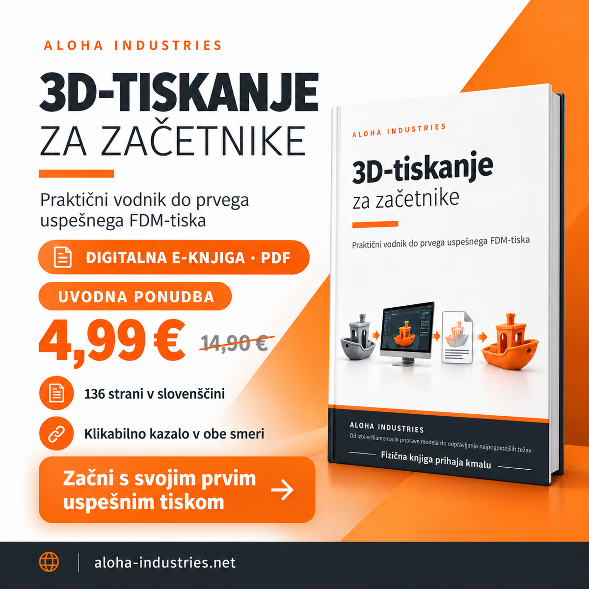 Digitalna e-knjiga 3D-tiskanje za začetnike – uvodna cena 4,99 €, fizična knjiga prihaja kmalu