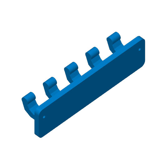 3D printable five-hook wall hanger digital model