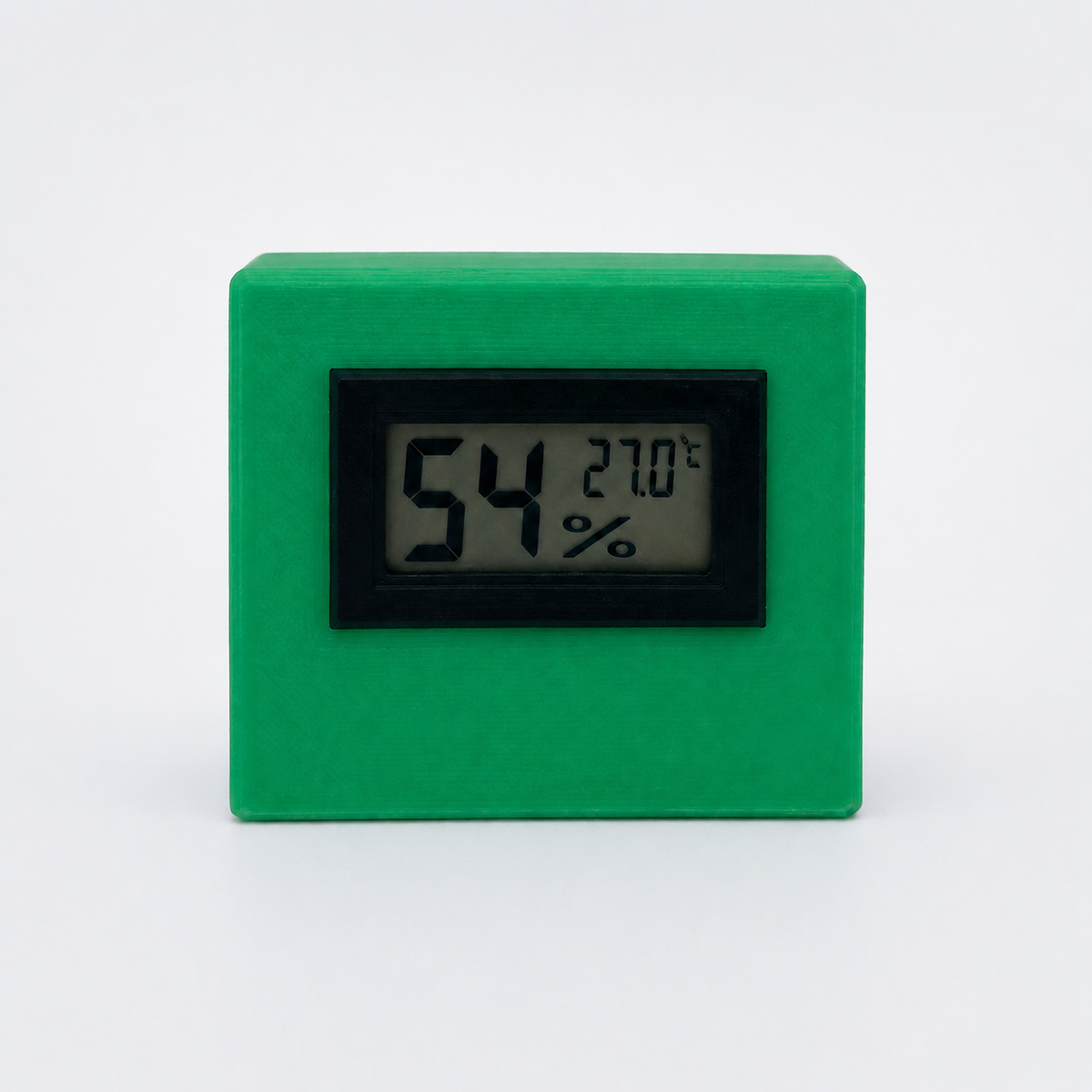 Digital temperature and humidity sensor in green 3D-printed enclosure