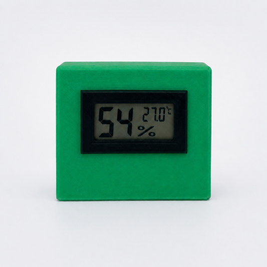 Digital temperature and humidity sensor in green 3D-printed enclosure