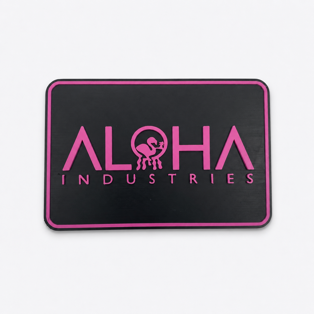 Black and magenta custom 3D-printed sign
