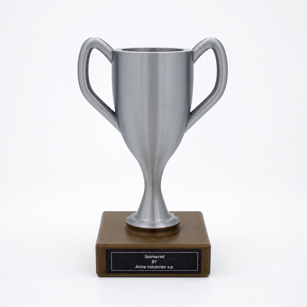 Silver personalised 3D-printed trophy