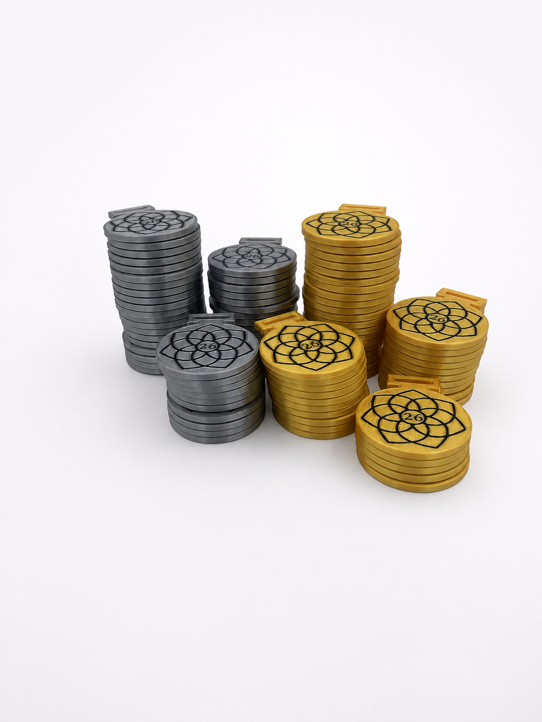 Silver and gold custom 3D-printed medals