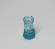 Detailed transparent resin-printed rook model