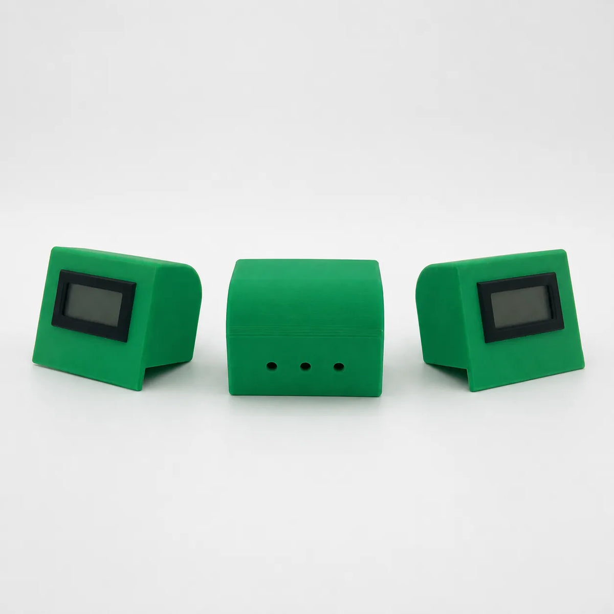 Green digital temperature and humidity sensor, rear view